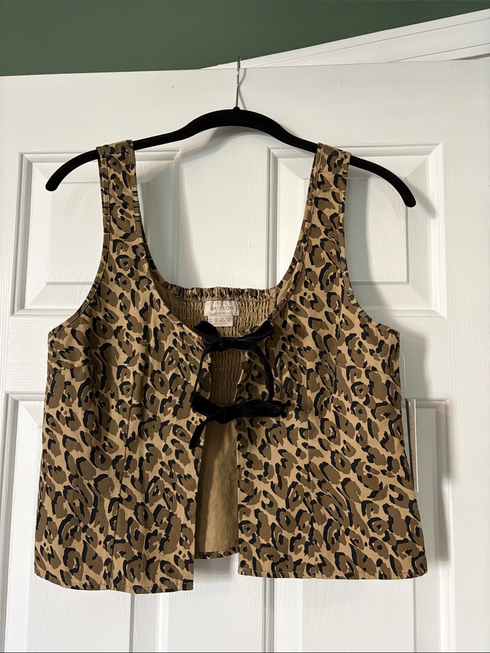 NWT Brixton Leopard Print Tie-Front Top